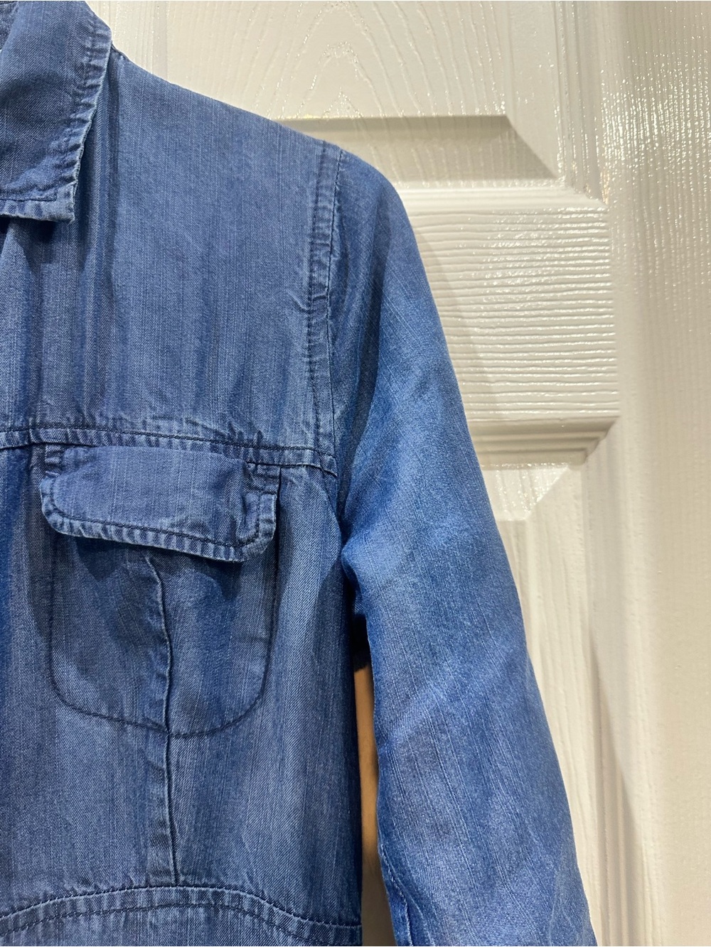 Dainty Jewells Medium Blue Button-Front Denim Shirt Dress - Picture 3 of 4